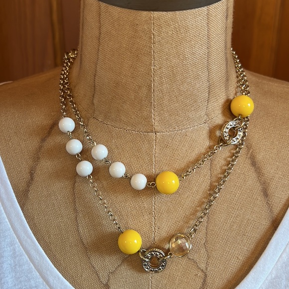 EUC Banana Republic Yellow/White/Gold Necklace - Adjustable 36” - Picture 2 of 12